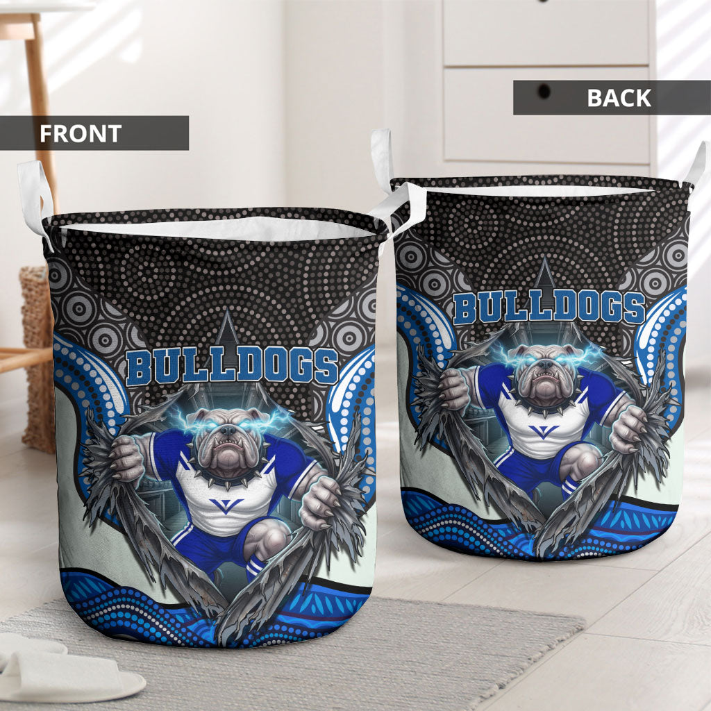 Canterbury Bankstown Bulldogs Rugby Laundry Basket The Scream of Lightning Eyes - Indigenous Dot Ripping Effect