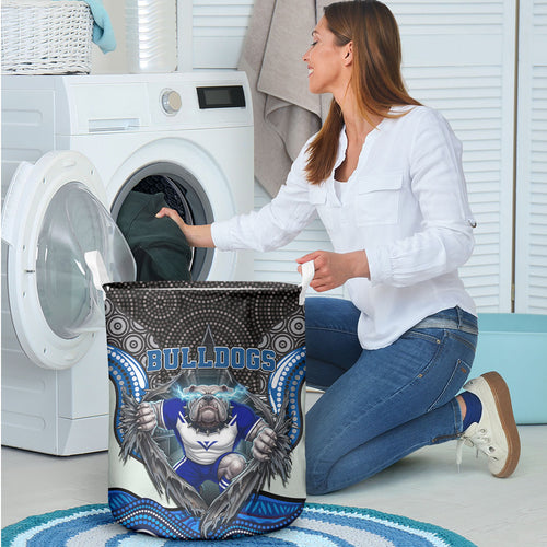 Canterbury Bankstown Bulldogs Rugby Laundry Basket The Scream of Lightning Eyes - Indigenous Dot Ripping Effect