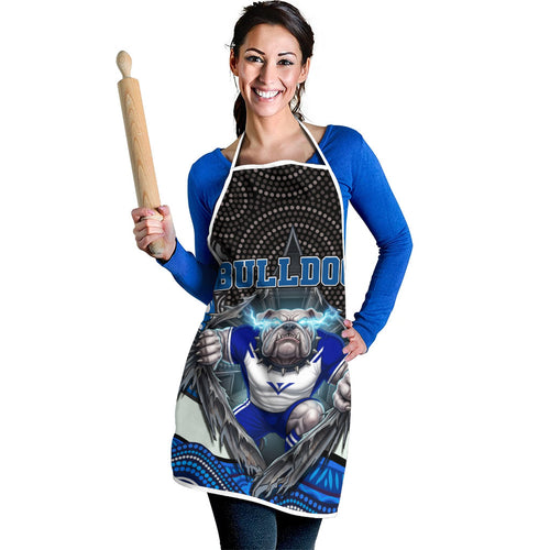 Canterbury Bankstown Bulldogs Rugby Apron The Scream of Lightning Eyes - Indigenous Dot Ripping Effect