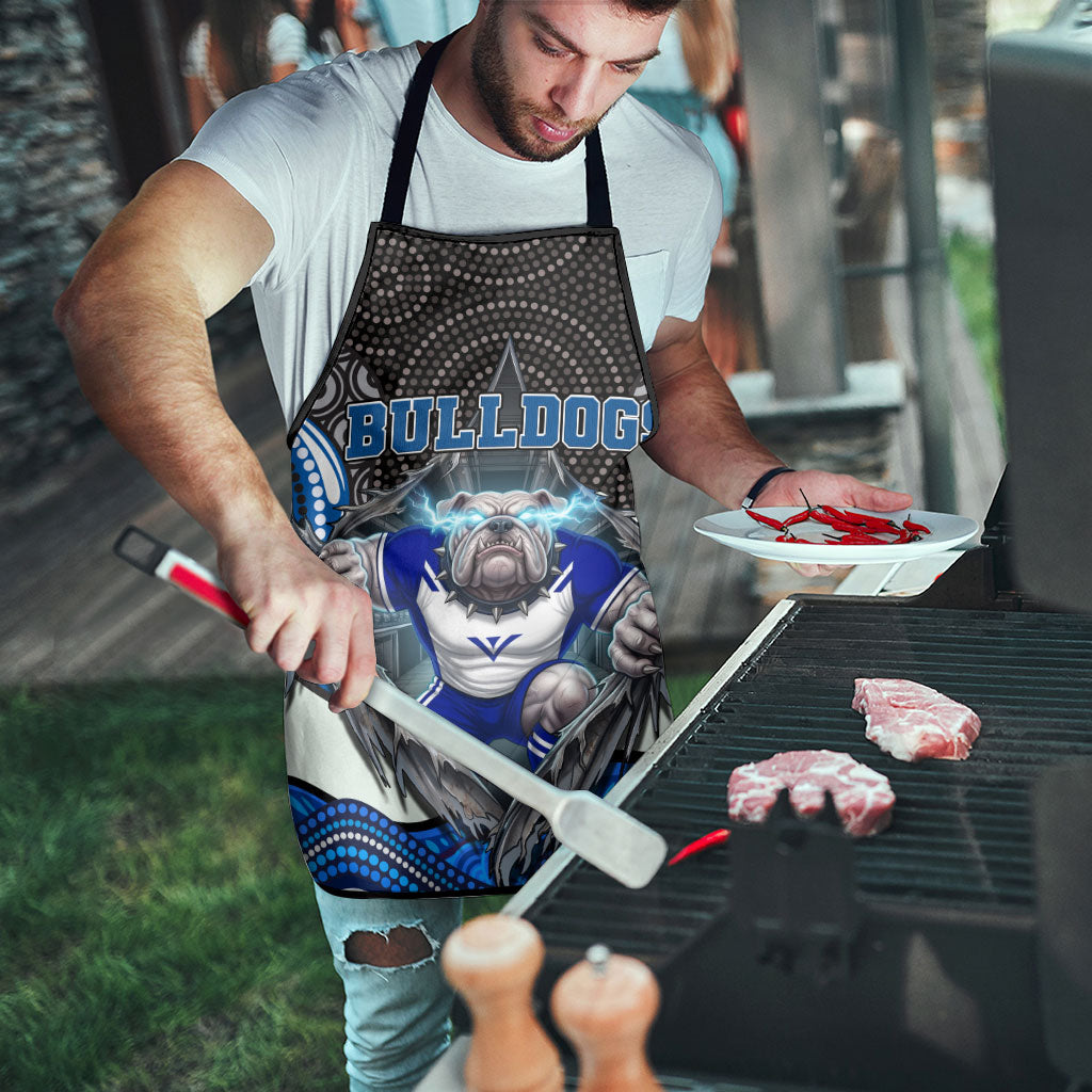 Canterbury Bankstown Bulldogs Rugby Apron The Scream of Lightning Eyes - Indigenous Dot Ripping Effect