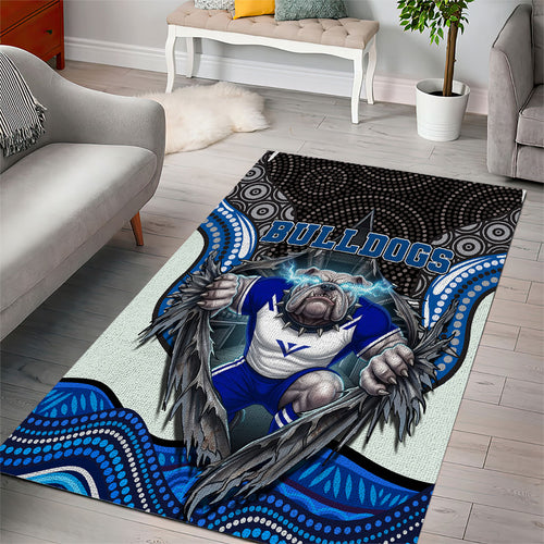 Canterbury Bankstown Bulldogs Rugby Area Rug The Scream of Lightning Eyes - Indigenous Dot Ripping Effect