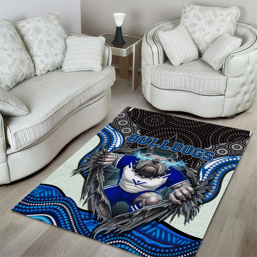 Canterbury Bankstown Bulldogs Rugby Area Rug The Scream of Lightning Eyes - Indigenous Dot Ripping Effect