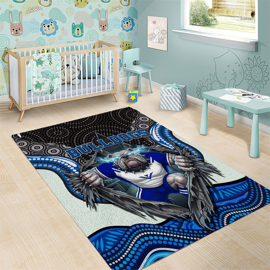 Canterbury Bankstown Bulldogs Rugby Area Rug The Scream of Lightning Eyes - Indigenous Dot Ripping Effect