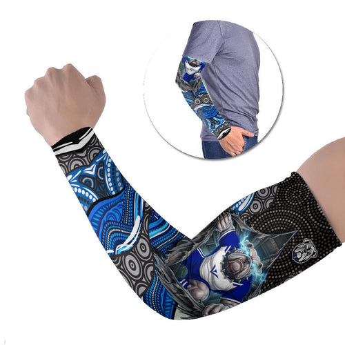 Canterbury Bankstown Bulldogs Rugby Arm Sleeves The Scream of Lightning Eyes - Indigenous Dot Ripping Effect