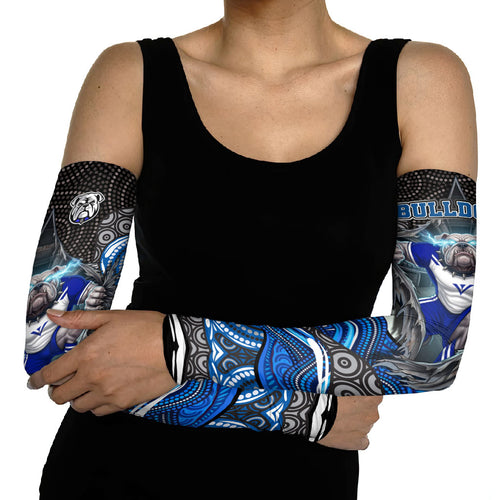 Canterbury Bankstown Bulldogs Rugby Arm Sleeves The Scream of Lightning Eyes - Indigenous Dot Ripping Effect