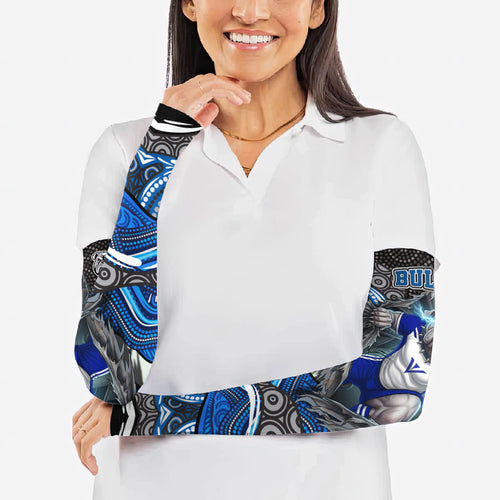 Canterbury Bankstown Bulldogs Rugby Arm Sleeves The Scream of Lightning Eyes - Indigenous Dot Ripping Effect