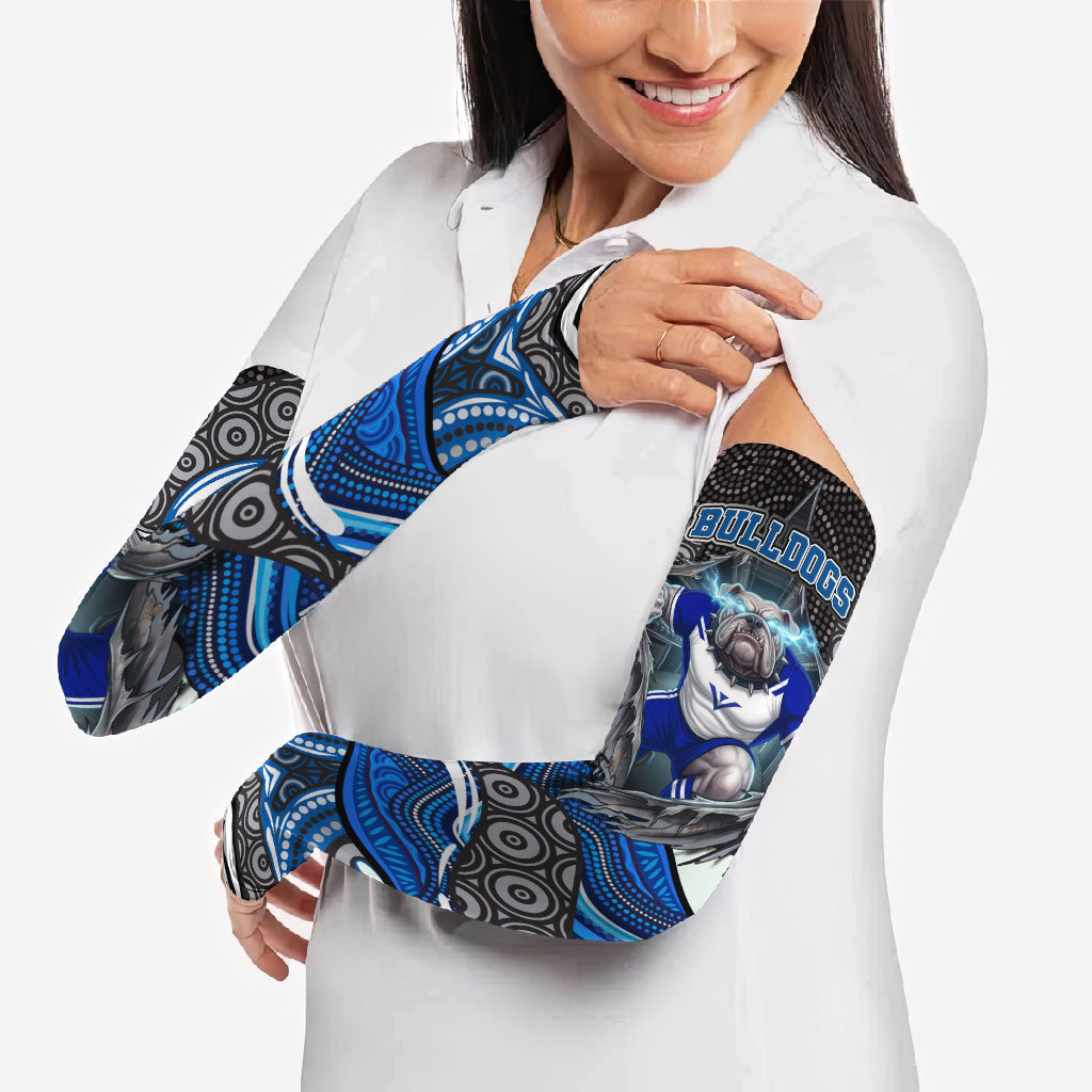 Canterbury Bankstown Bulldogs Rugby Arm Sleeves The Scream of Lightning Eyes - Indigenous Dot Ripping Effect