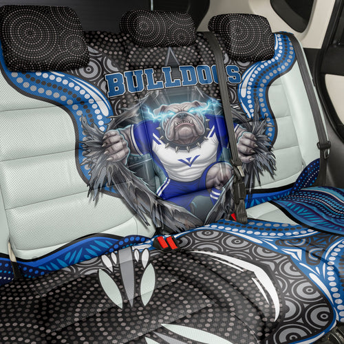 Canterbury Bankstown Bulldogs Rugby Back Car Seat Cover The Scream of Lightning Eyes - Indigenous Dot Ripping Effect