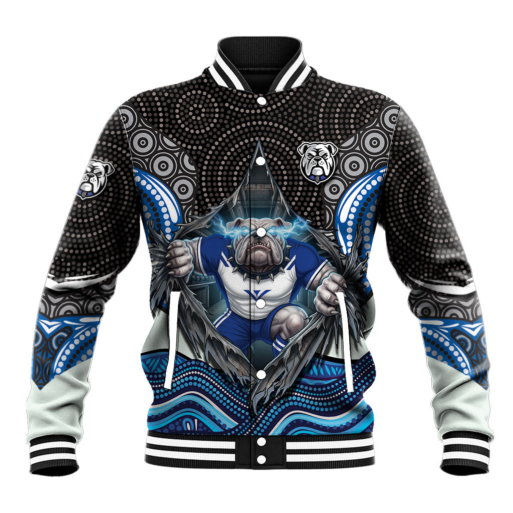 Canterbury Bankstown Bulldogs Rugby Baseball Jacket The Scream of Lightning Eyes - Indigenous Dot Ripping Effect