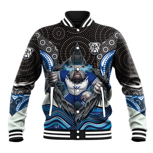Canterbury Bankstown Bulldogs Rugby Baseball Jacket The Scream of Lightning Eyes - Indigenous Dot Ripping Effect