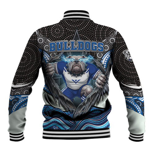 Canterbury Bankstown Bulldogs Rugby Baseball Jacket The Scream of Lightning Eyes - Indigenous Dot Ripping Effect