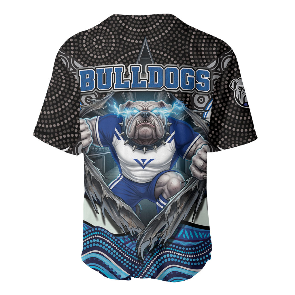 Canterbury Bankstown Bulldogs Rugby Baseball Jersey The Scream of Lightning Eyes - Indigenous Dot Ripping Effect