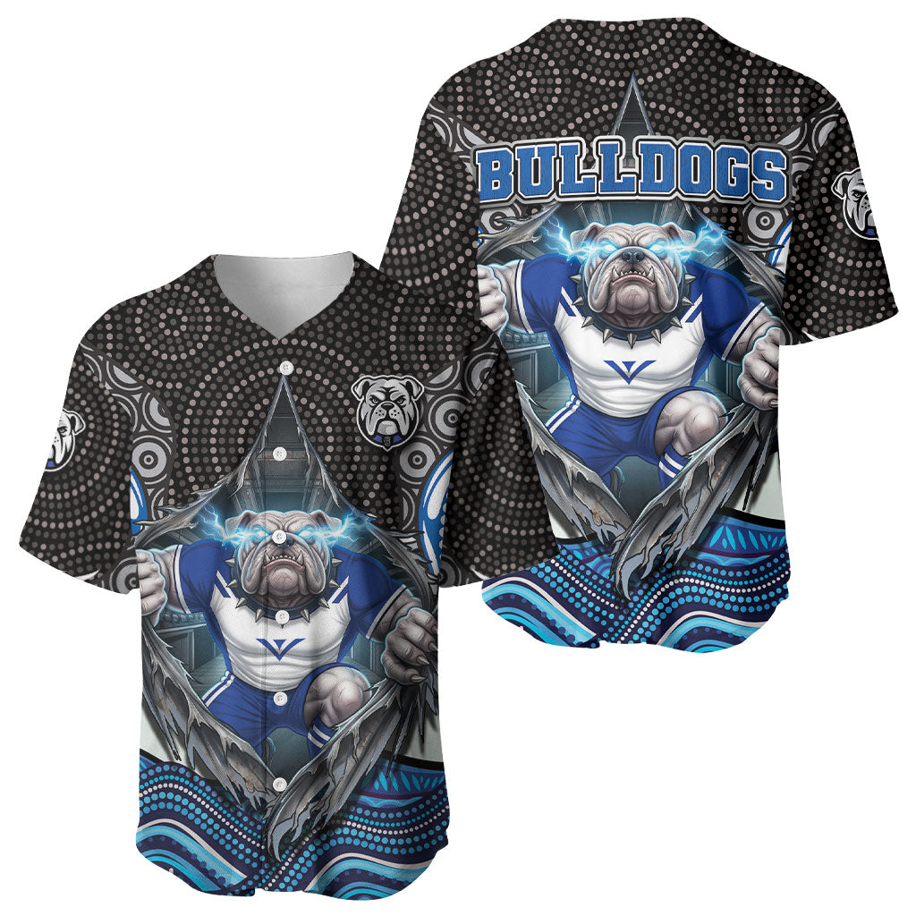 Canterbury Bankstown Bulldogs Rugby Baseball Jersey The Scream of Lightning Eyes - Indigenous Dot Ripping Effect