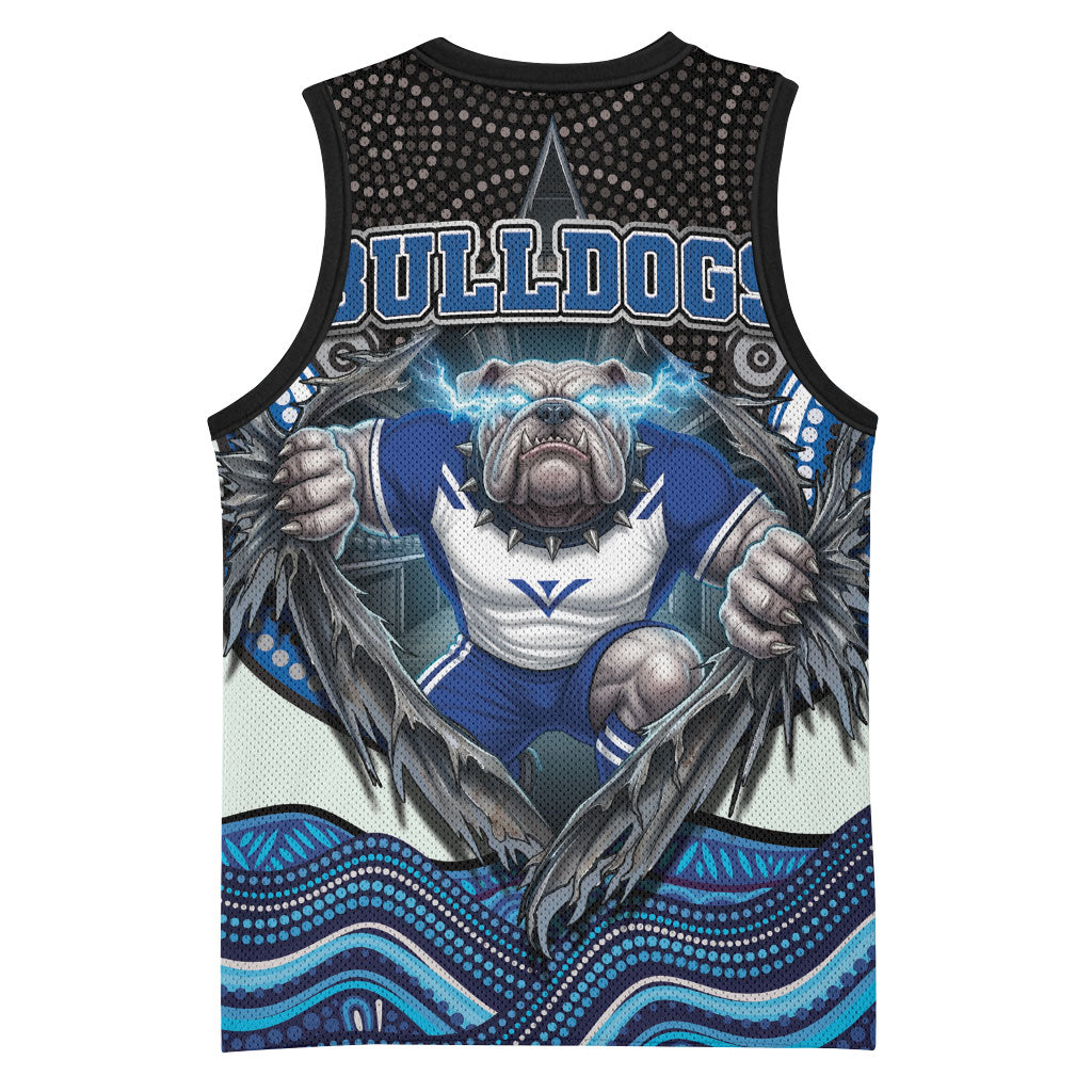 Canterbury Bankstown Bulldogs Rugby Basketball Jersey The Scream of Lightning Eyes - Indigenous Dot Ripping Effect
