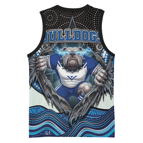 Canterbury Bankstown Bulldogs Rugby Basketball Jersey The Scream of Lightning Eyes - Indigenous Dot Ripping Effect