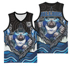 Canterbury Bankstown Bulldogs Rugby Basketball Jersey The Scream of Lightning Eyes - Indigenous Dot Ripping Effect