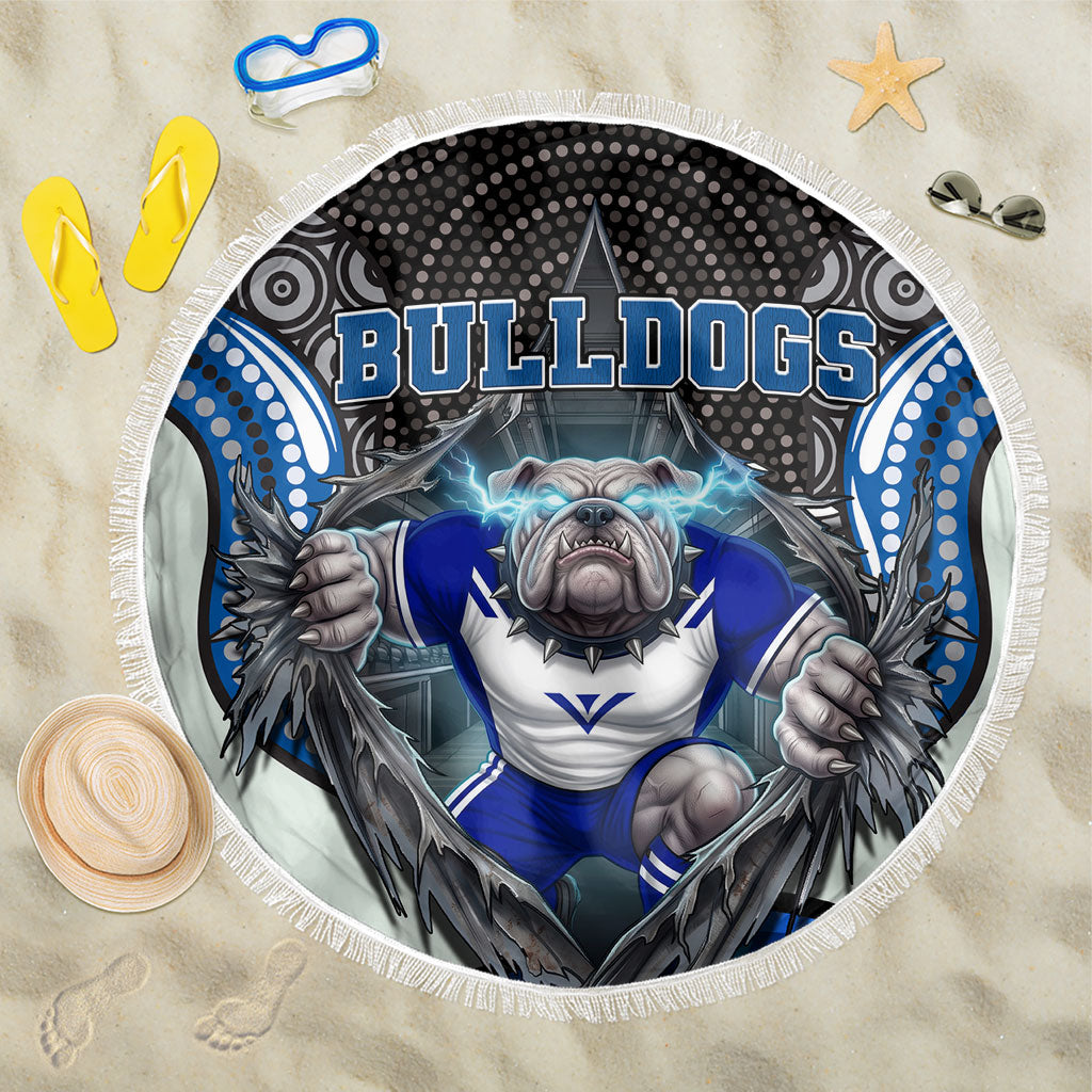 Canterbury Bankstown Bulldogs Rugby Beach Blanket The Scream of Lightning Eyes - Indigenous Dot Ripping Effect