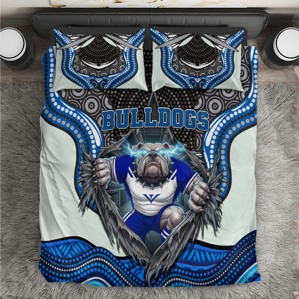 Canterbury Bankstown Bulldogs Rugby Bedding Set The Scream of Lightning Eyes - Indigenous Dot Ripping Effect