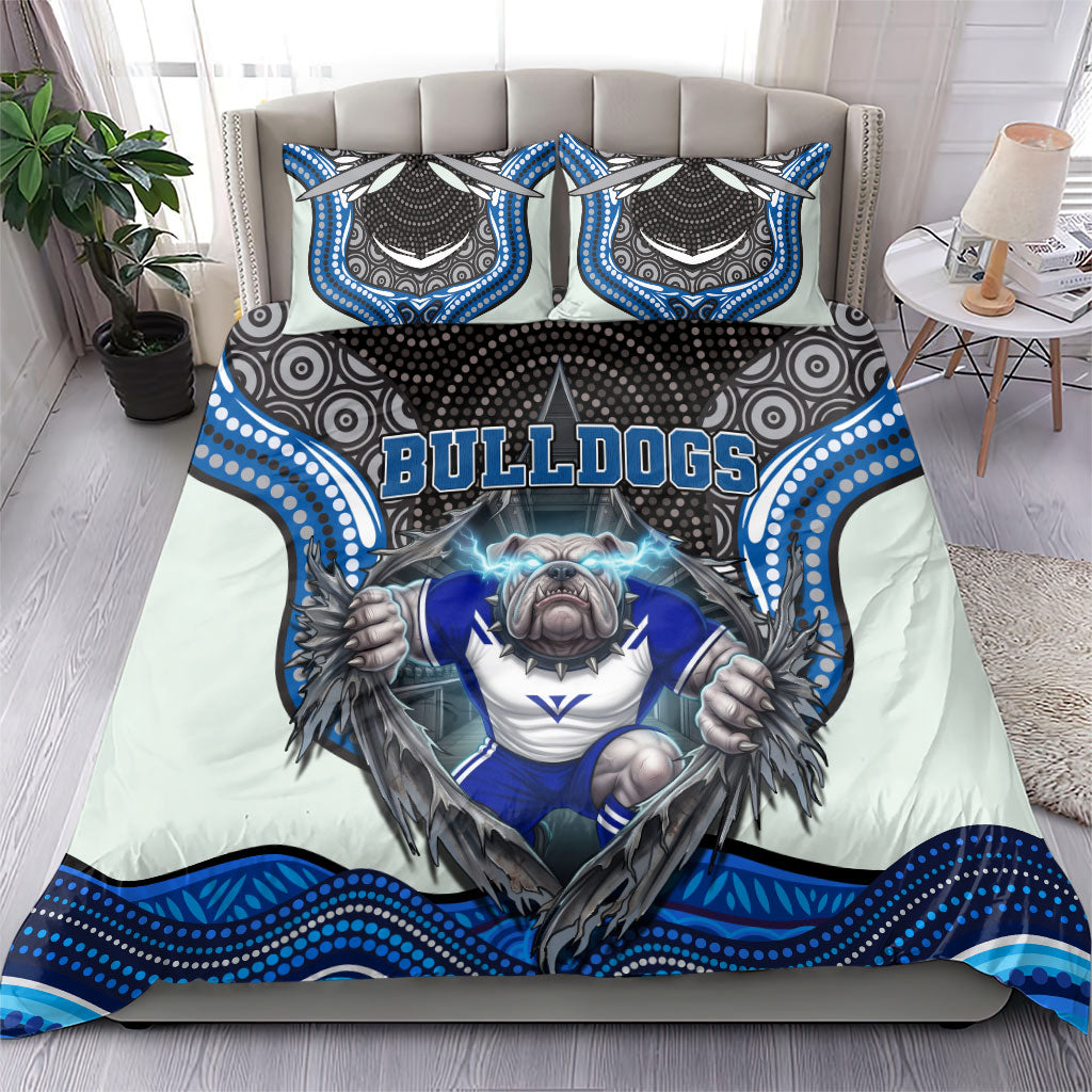 Canterbury Bankstown Bulldogs Rugby Bedding Set The Scream of Lightning Eyes - Indigenous Dot Ripping Effect