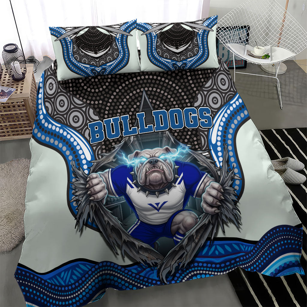 Canterbury Bankstown Bulldogs Rugby Bedding Set The Scream of Lightning Eyes - Indigenous Dot Ripping Effect