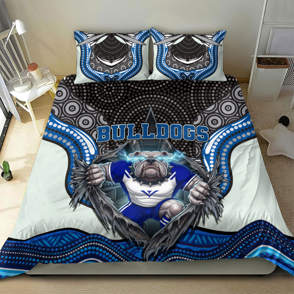 Canterbury Bankstown Bulldogs Rugby Bedding Set The Scream of Lightning Eyes - Indigenous Dot Ripping Effect
