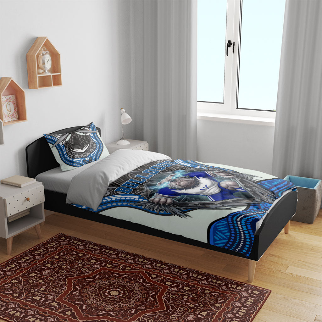 Canterbury Bankstown Bulldogs Rugby Bedding Set The Scream of Lightning Eyes - Indigenous Dot Ripping Effect