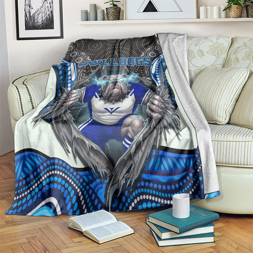 Canterbury Bankstown Bulldogs Rugby Blanket The Scream of Lightning Eyes - Indigenous Dot Ripping Effect