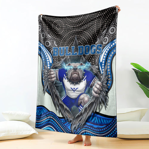 Canterbury Bankstown Bulldogs Rugby Blanket The Scream of Lightning Eyes - Indigenous Dot Ripping Effect
