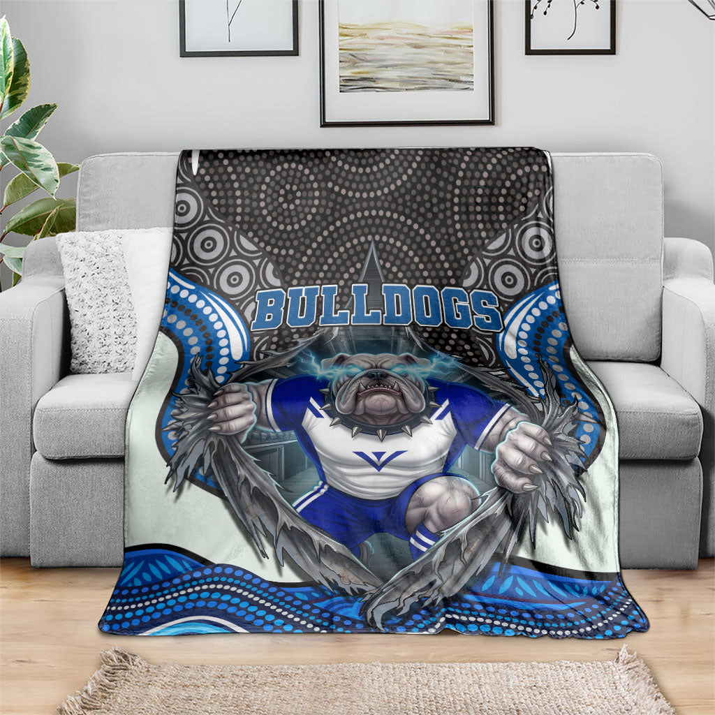 Canterbury Bankstown Bulldogs Rugby Blanket The Scream of Lightning Eyes - Indigenous Dot Ripping Effect