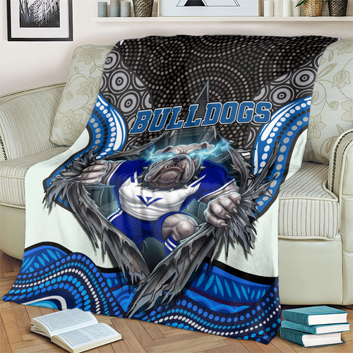 Canterbury Bankstown Bulldogs Rugby Blanket The Scream of Lightning Eyes - Indigenous Dot Ripping Effect