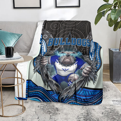 Canterbury Bankstown Bulldogs Rugby Blanket The Scream of Lightning Eyes - Indigenous Dot Ripping Effect