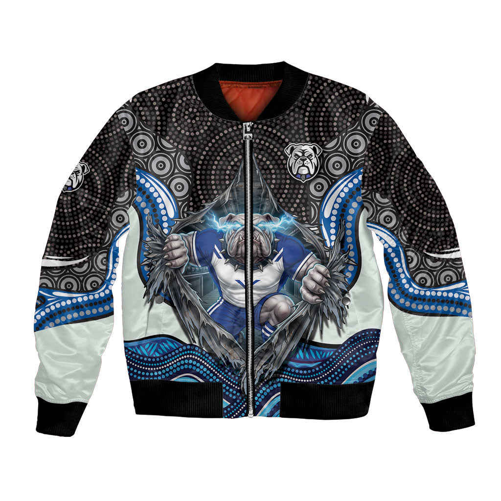 Canterbury Bankstown Bulldogs Rugby Bomber Jacket The Scream of Lightning Eyes - Indigenous Dot Ripping Effect