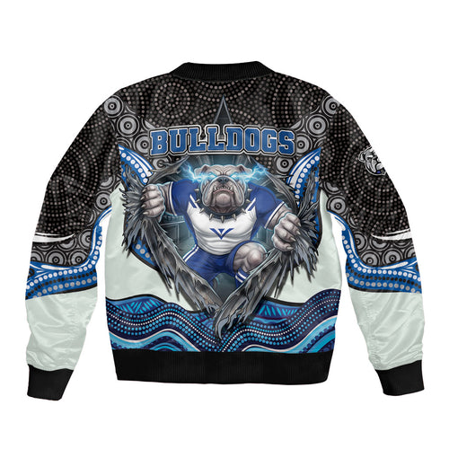 Canterbury Bankstown Bulldogs Rugby Bomber Jacket The Scream of Lightning Eyes - Indigenous Dot Ripping Effect