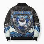 Canterbury Bankstown Bulldogs Rugby Bomber Puffer Jacket The Scream of Lightning Eyes - Indigenous Dot Ripping Effect