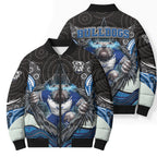 Canterbury Bankstown Bulldogs Rugby Bomber Puffer Jacket The Scream of Lightning Eyes - Indigenous Dot Ripping Effect