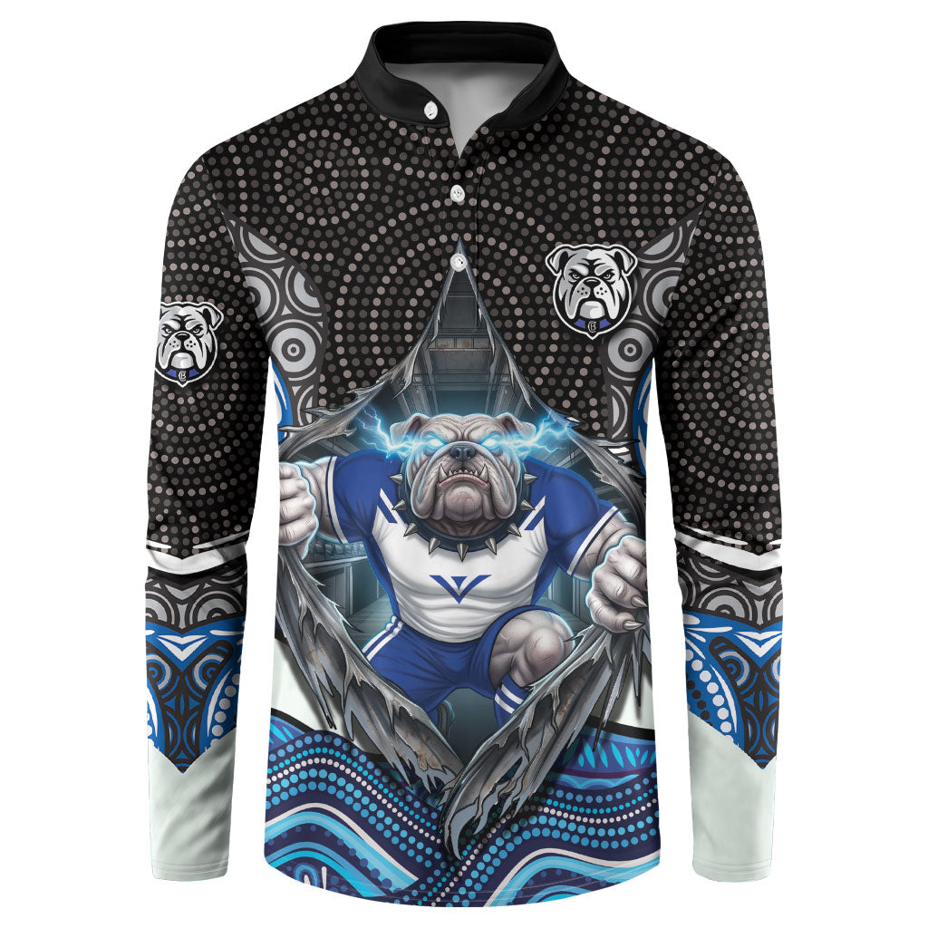 Canterbury Bankstown Bulldogs Rugby Button Sweatshirt The Scream of Lightning Eyes - Indigenous Dot Ripping Effect