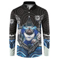 Canterbury Bankstown Bulldogs Rugby Button Sweatshirt The Scream of Lightning Eyes - Indigenous Dot Ripping Effect