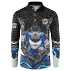 Canterbury Bankstown Bulldogs Rugby Button Sweatshirt The Scream of Lightning Eyes - Indigenous Dot Ripping Effect