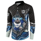Canterbury Bankstown Bulldogs Rugby Button Sweatshirt The Scream of Lightning Eyes - Indigenous Dot Ripping Effect