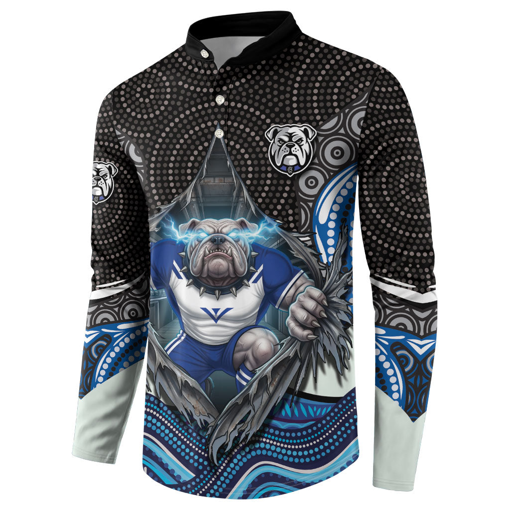 Canterbury Bankstown Bulldogs Rugby Button Sweatshirt The Scream of Lightning Eyes - Indigenous Dot Ripping Effect