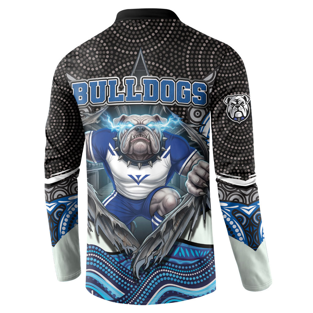 Canterbury Bankstown Bulldogs Rugby Button Sweatshirt The Scream of Lightning Eyes - Indigenous Dot Ripping Effect