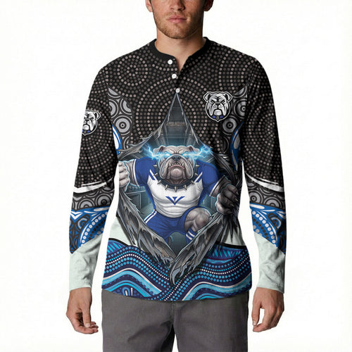 Canterbury Bankstown Bulldogs Rugby Button Sweatshirt The Scream of Lightning Eyes - Indigenous Dot Ripping Effect