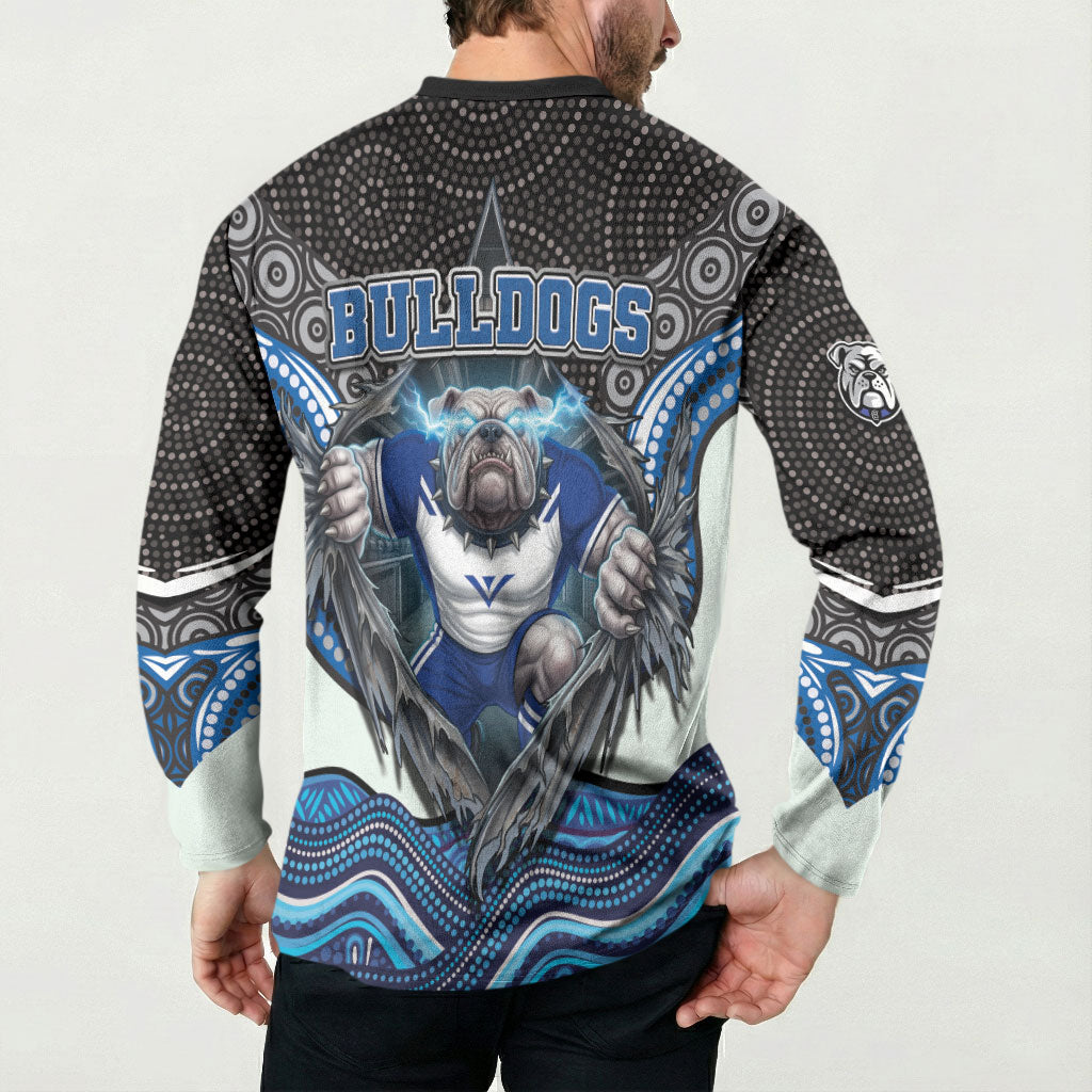 Canterbury Bankstown Bulldogs Rugby Button Sweatshirt The Scream of Lightning Eyes - Indigenous Dot Ripping Effect