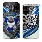 Canterbury Bankstown Bulldogs Rugby 4 in 1 Can Cooler Tumbler The Scream of Lightning Eyes - Indigenous Dot Ripping Effect