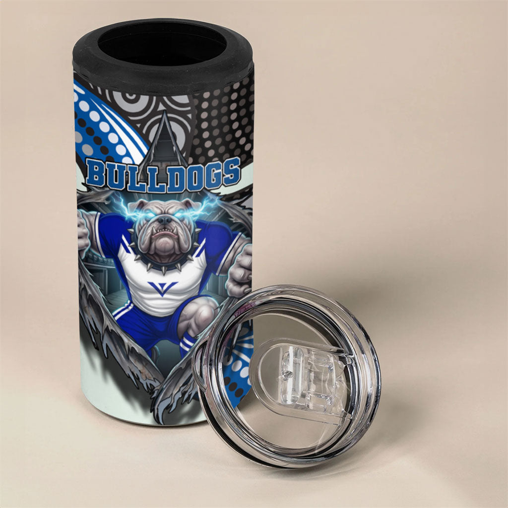 Canterbury Bankstown Bulldogs Rugby 4 in 1 Can Cooler Tumbler The Scream of Lightning Eyes - Indigenous Dot Ripping Effect