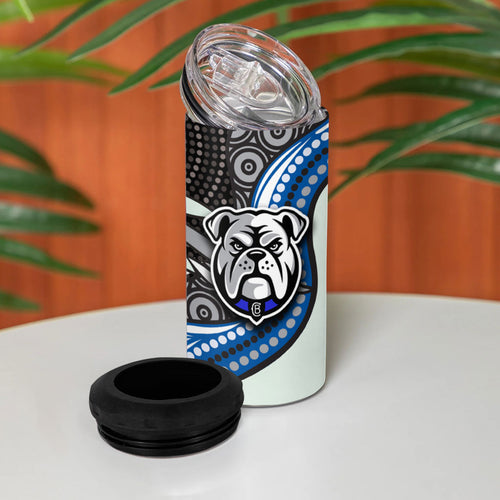 Canterbury Bankstown Bulldogs Rugby 4 in 1 Can Cooler Tumbler The Scream of Lightning Eyes - Indigenous Dot Ripping Effect