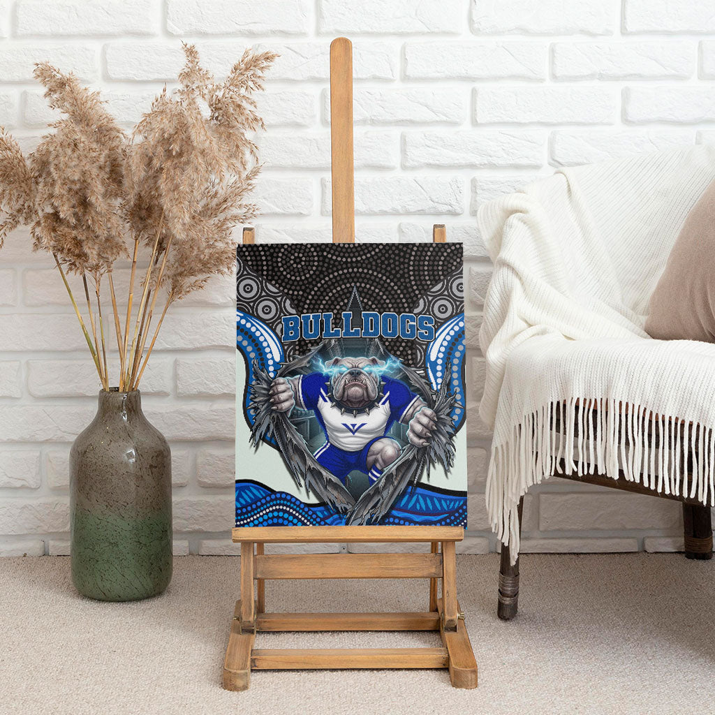 Canterbury Bankstown Bulldogs Rugby Canvas Wall Art The Scream of Lightning Eyes - Indigenous Dot Ripping Effect