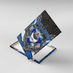 Canterbury Bankstown Bulldogs Rugby Canvas Wall Art The Scream of Lightning Eyes - Indigenous Dot Ripping Effect