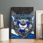Canterbury Bankstown Bulldogs Rugby Canvas Wall Art The Scream of Lightning Eyes - Indigenous Dot Ripping Effect