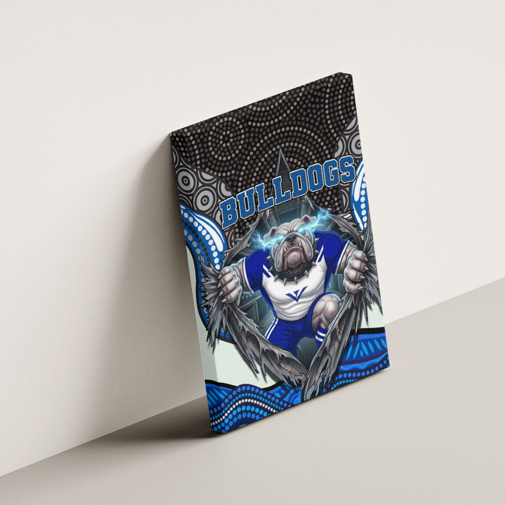Canterbury Bankstown Bulldogs Rugby Canvas Wall Art The Scream of Lightning Eyes - Indigenous Dot Ripping Effect
